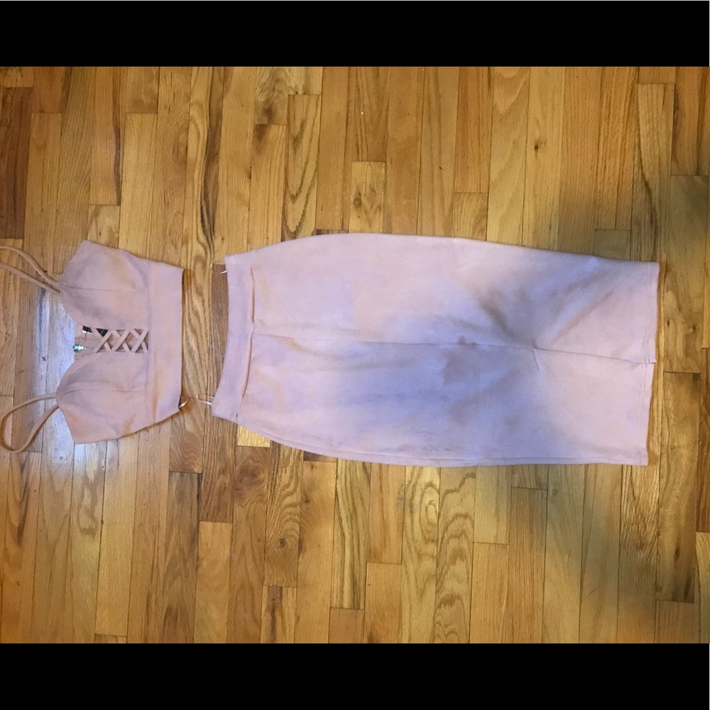 Pink suede two piece set.